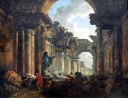 Hubert Robert Imaginary View of the Grand Gallery of the Louvre in Ruins painting